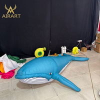 Ballon gonflable baleine bleue réaliste pour librairie, fête en bord de mer, scène sur le thème de l'océan, modèle de poisson gonflable personnalisé