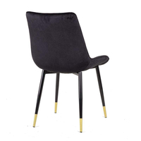 Chaises de salle à manger en velours au design européen moderne et élégant avec pieds en acier noir thermolaqué pour hôtel et appartement