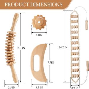 Kit de Herramientas de Madera para Terapia de Masaje, Masajeador Linfático de Madera para Moldear el Cuerpo, Herramientas de Gua Sha de Madera para la Celulitis - Product Image 2