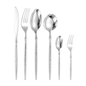 Ba Lê khuôn mẫu 304 cao cấp thép không gỉ Vòng xử lý rắn Bộ đồ ăn phương Tây, bít tết dao, nĩa và muỗng tròn - Product Image 2