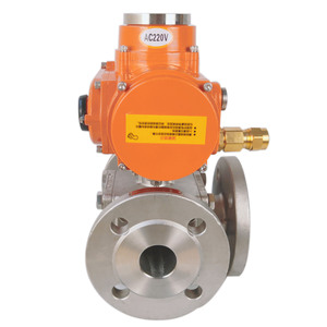 Vanne à boisseau sphérique 3 voies 24VDC pour eau DN80, température normale, TOP-140, fournisseur professionnel chinois, CE ISO, vanne à boisseau sphérique industrielle 3 voies - Product Image 1