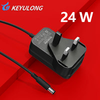 Adaptateur secteur mural 24W UKCA, multi-tension 5V3A/9V2A/12V2A/24V1A, alimentation AC/DC pour CCTV, bande LED et appareils domotiques
