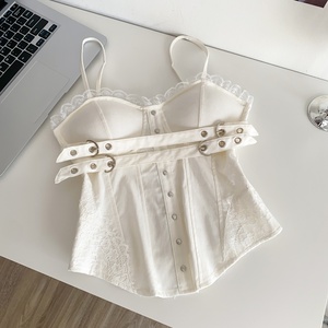 Top Corsé Sexy de Verano para Mujer, con Encaje y Malla, Tirantes Finos, Diseño Transpirable - Product Image 4
