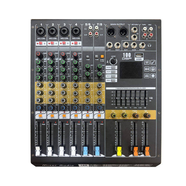 Professional 8-Channel DJ Audio Console Mixer PA Analog Mixing for Karaoke BT PC Recording-LSDG Nexus