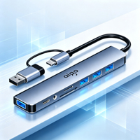 USB-C Çoklu Bağlantı Noktası Genişletici 8'i 1 Arada Hub, SD TF Hafıza Kartı Okuyucu, Öğrenci Günlük Dizüstü Bilgisayar Çevre Birimleri Kurulumu için 3,5 mm Ses Jakı