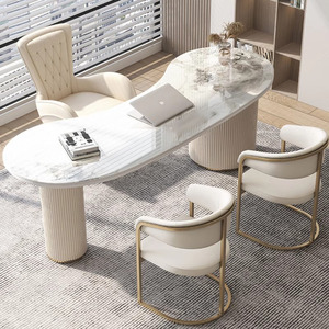 Panneau de roche de luxe Bureau de salon de beauté Mobilier de bureau <span class=keywords><strong>Table</strong></span> de <span class=keywords><strong>consultation</strong></span> de beauté médicale <span class=keywords><strong>Table</strong></span> de réception <span class=keywords><strong>Table</strong></span> de négociation - Product Image 2