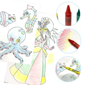 बच्चों के लिए 4 रंग Crayons के साथ वयस्क कस्टम A4 5 बच्चा चित्रकारी ड्राइंग रंग पुस्तक सेट