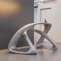 Comptoir de réception personnalisé en fibre de verre au design incurvé pour studio de fitness, comptoir de cosmétiques, comptoir de réception d'hôpital