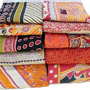100% Organic Vintage Kantha Cotton <b>Quilt</b> Bangali Gudri Handmade Floral Four Seasons Customizable <b>Throws</b> Soft Comfortable India - Product Image 4