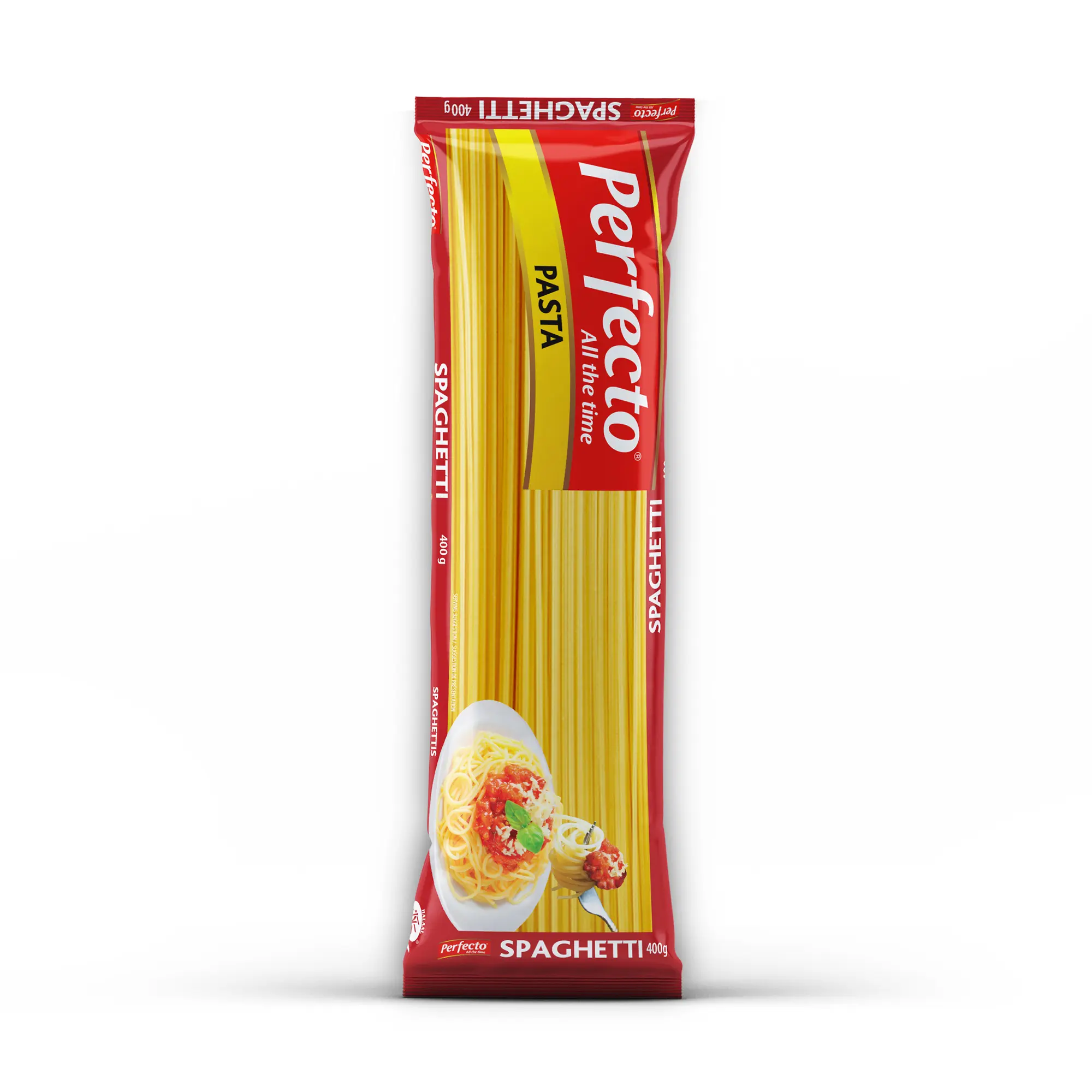 Perfecto Pasta Panjang Spaghetti 400G Kemasan OEM Sehat Umur Simpan Panjang Bentuk Kustom Gratis Sampel