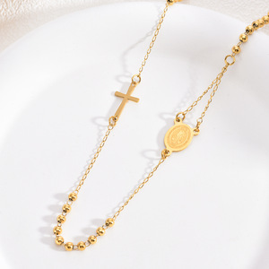3mm Rosenkranz-Perlenkette mit Jungfrau-Maria-Kreuzanhänger, Edelstahl-Gebetsperlenkette, Premium Hochwertige Modeschmuck Unisex - Product Image 3