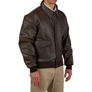 Chaqueta de Cuero Genuino para Hombre, de Alta Calidad, al por Mayor, Tallas Grandes, Reversible, de Invierno, Estilo Urbano, con Cuello Alto - Product Image 2
