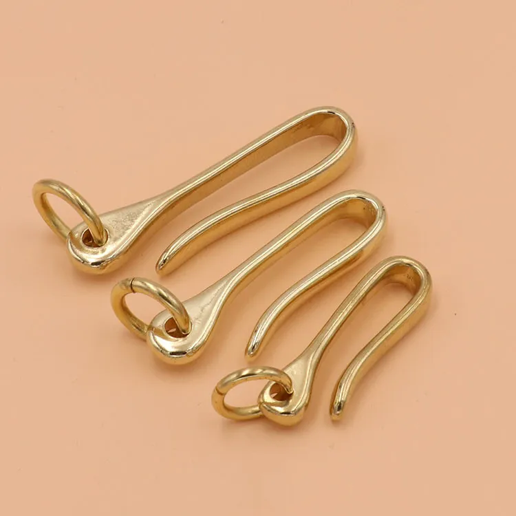 gold plat Keychain Clip Solid U Key Loop Hook Pocket Brass Purse Keychain Ring Belt Clip Hook Car metal Key chains for Men Women