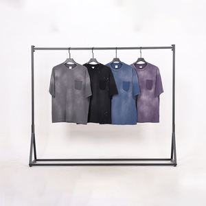 Camiseta de Manga Corta para Hombre, Estilo Vintage, 100% Algodón Lavado, con Bolsillo, Efecto Desgastado, Venta al Por Mayor - Product Image 3