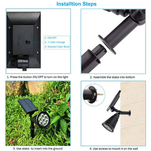 Focos solares LED para exteriores, luces impermeables IP65, brillo ajustable para decoración de jardín, patio trasero, entrada de vehículos - Product Image 2