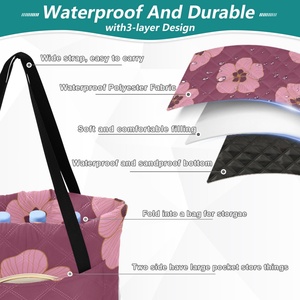 60X80in Custom Print Picnic Rugs Hawaiian Hau Pink Flower Aloha Washable <b>Camping</b> Blankets Waterproof Beach Mat Foldable Handbags - Product Image 4