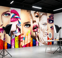 Papier peint mural personnalisé pour la beauté, le maquillage et le nail art, portrait de femme tendance pour la décoration de fond de salon de beauté et de salon de manucure