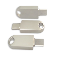 Flashdisk Mini Metal Tipe C USB OTG Pendrive dengan Lubang Gantungan Kunci Logo Custom, Memory Stick USB C untuk Ponsel