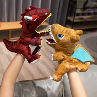Marionnettes à main Dragon cracheur de feu en peluche, dessin animé parent-enfant, bouche ouverte, gants éducatifs dinosaure pour enfants, coton PP