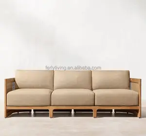 Роскошная уличная мебель садовая гостиная набор для дивана уличная мебель из тикового ротанга трехместный диван
