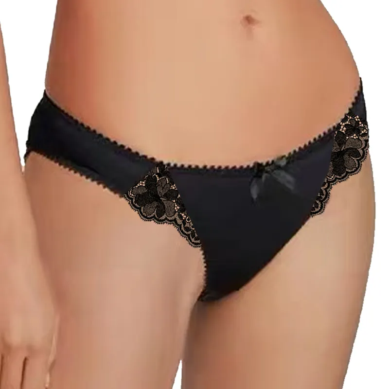 2024 nuovo prodotto di colore nero Brief set donna floreale ricamano Sexy Lingerie Shopping