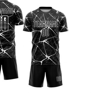 Conjunto de camiseta de fútbol con patrón abstracto, camiseta y pantalones cortos de entrenamiento de secado rápido transpirables de manga corta para hombres y jóvenes - Product Image 2