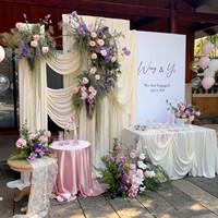 Voilage blanc laiteux en soie de lait pour draperie de mariage, tissu de fond, arrangement de scène de mariage, décoration de scène de fête d'anniversaire