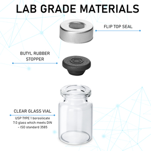 Glass Pharmacy Vial <b>Bottle</b> with Rubber <b>Stopper</b> Clear Empty Container for Cosmetic Serum and Lab Packaging Use - Product Image 2
