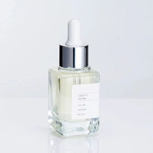 Luxury 30ml Essential Oil Cosmetic Rectangle Square Clear Glass Serum Dropper Bottles with <b>Pipette</b> Silver Lid - Product Image 1