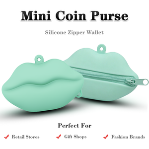 Wholesale Custom Logo Silicone Lip Coin Purse <b>Mini</b> Zipper Wallet Cute Small Change <b>Pouch</b> Bag for Women Girls Fashion Gift - Product Image 1