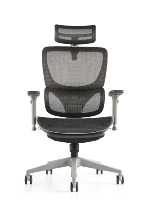 Chaise de bureau ergonomique pour ordinateur en maille de couleur grise Mécanisme de contrôle par fil Chaise de direction pivotante à dossier haut avec repose-pieds