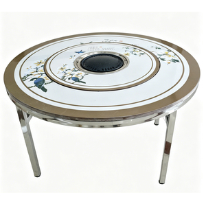 Plateau tournant pliant robuste en acier inoxydable à motifs colorés <span class=keywords><strong>pour</strong></span> table de banquet, idéal <span class=keywords><strong>pour</strong></span> la maison, les restaurants, le hot pot et le barbecue - Product Image 2
