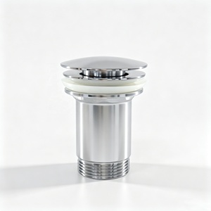 Solid Brass <strong>Sink</strong> <strong>Plug</strong> <strong>Replacement</strong>, 5-Year Warranty Slotted Basin Waste with Overflow, Pop-up Drain - Product Image 2