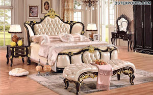 Juego de muebles de madera de teca tallada a mano para dormitorio, dormitorio de estilo francés, cama tallada de madera de diseñador para el hogar - Product Image 6