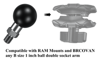 RAM Mounts Base de support de téléphone à tête sphérique de taille B Adaptateur à bille de 1 ''avec poteau fileté de 1/4"-20 pour caméra d'action et caméscope
