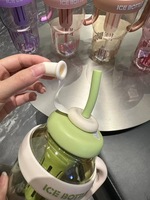 Gourde d'eau sport grande capacité avec paille et poignée, anti-fuite, sans BPA, en plastique