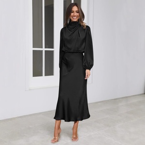 Popolare <span class=keywords><strong>Abito</strong></span> da Sera Elegante da Donna in <span class=keywords><strong>Raso</strong></span> a Maniche Lunghe di Alta Gamma per l'Autunno - Product Image 2