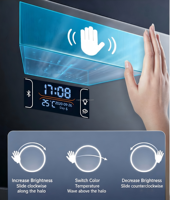 Espejo de Baño con Luz LED, Espejo Inteligente con Sensor Táctil para Maquillaje, Espejo Redondo Inteligente de Pared