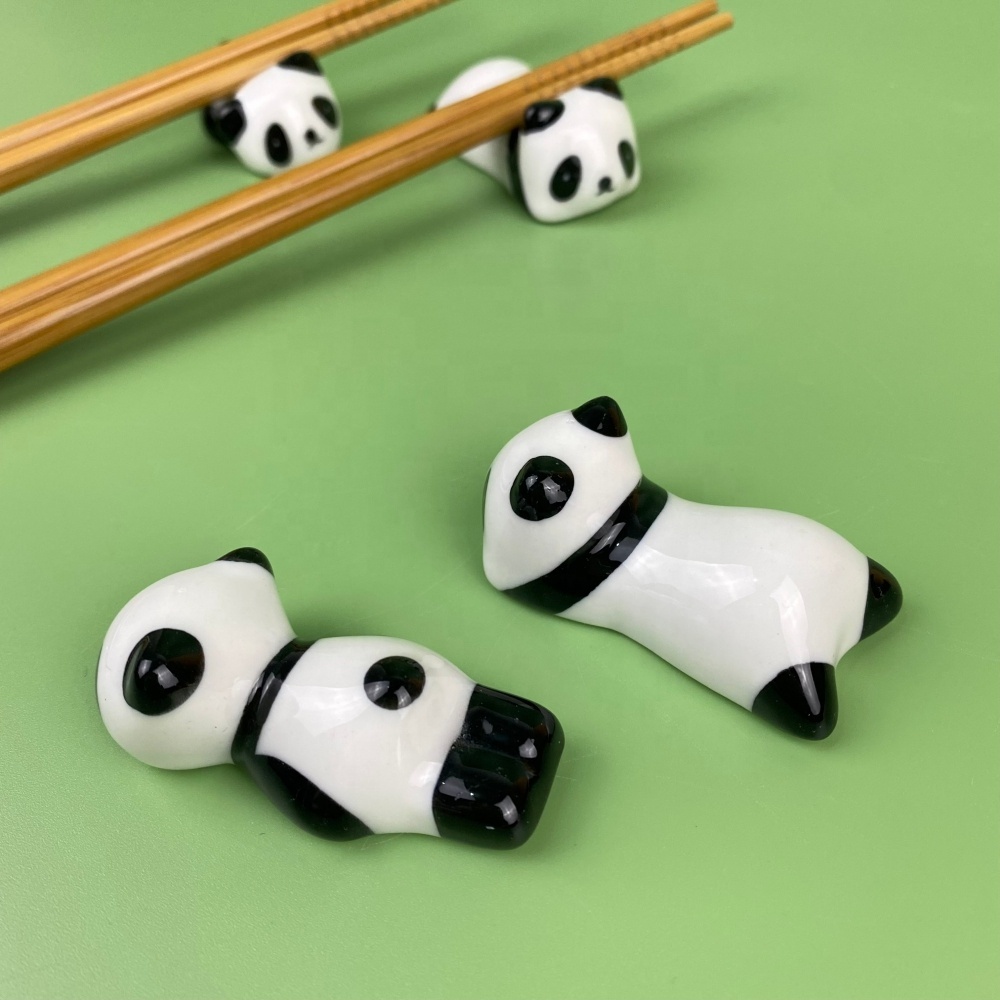Panda Essstäbchenhalter Aus Keramik Mit Bambus-Design & Stylischen Legierungs-Stäbchen – Geschenkset In Edler Box (2 Paar)
