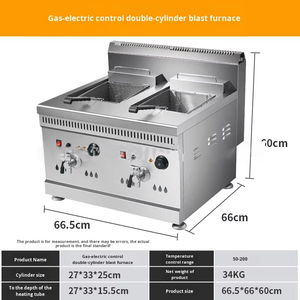 SURRI çift tanklar paslanmaz çelik masaüstü ticari gaz fritöz 18L + 18L - Product Image 3
