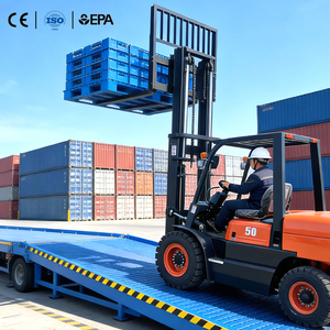 공장 직판 5톤 디젤 지게차 롤 클램프 장착 원통형 물품 취급용 휠 지게차 - Product Image 4