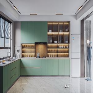 Ensemble <span class=keywords><strong>de</strong></span> meubles <span class=keywords><strong>de</strong></span> cuisine et <span class=keywords><strong>de</strong></span> <span class=keywords><strong>salle</strong></span> <span class=keywords><strong>de</strong></span> <span class=keywords><strong>bain</strong></span> modernes, écologiques, couleur grain <span class=keywords><strong>de</strong></span> pierre blanc crème, îlot <span class=keywords><strong>de</strong></span> cuisine personnalisé, garde-manger - Product Image 3