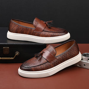 Men Shoes Pu Leather Casual Men`s Loafers Sneakers Breathable Slip on <b>Boat</b> Italian Dress Shoes for Men - Product Image 1