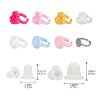 Coeur Anneaux Accessoires Palette Fleur Porte-Doigt Colle Encre Cils Tatouage Extension Anneau Pigment En Plastique Tasse Jetable