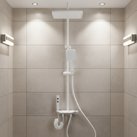 Ensemble de douche pluie chromé blanc pour baignoire, avec quatre fonctions et système de douche à main, accessoires de robinetterie