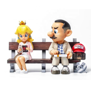 Figurines de mode en vinyle ABS personnalisées <span class=keywords><strong>Mario</strong></span> & Princesse Peach, collection de culture pop, ensemble de figurines d'action en PVC pour scène de banc de designer - Product Image 2