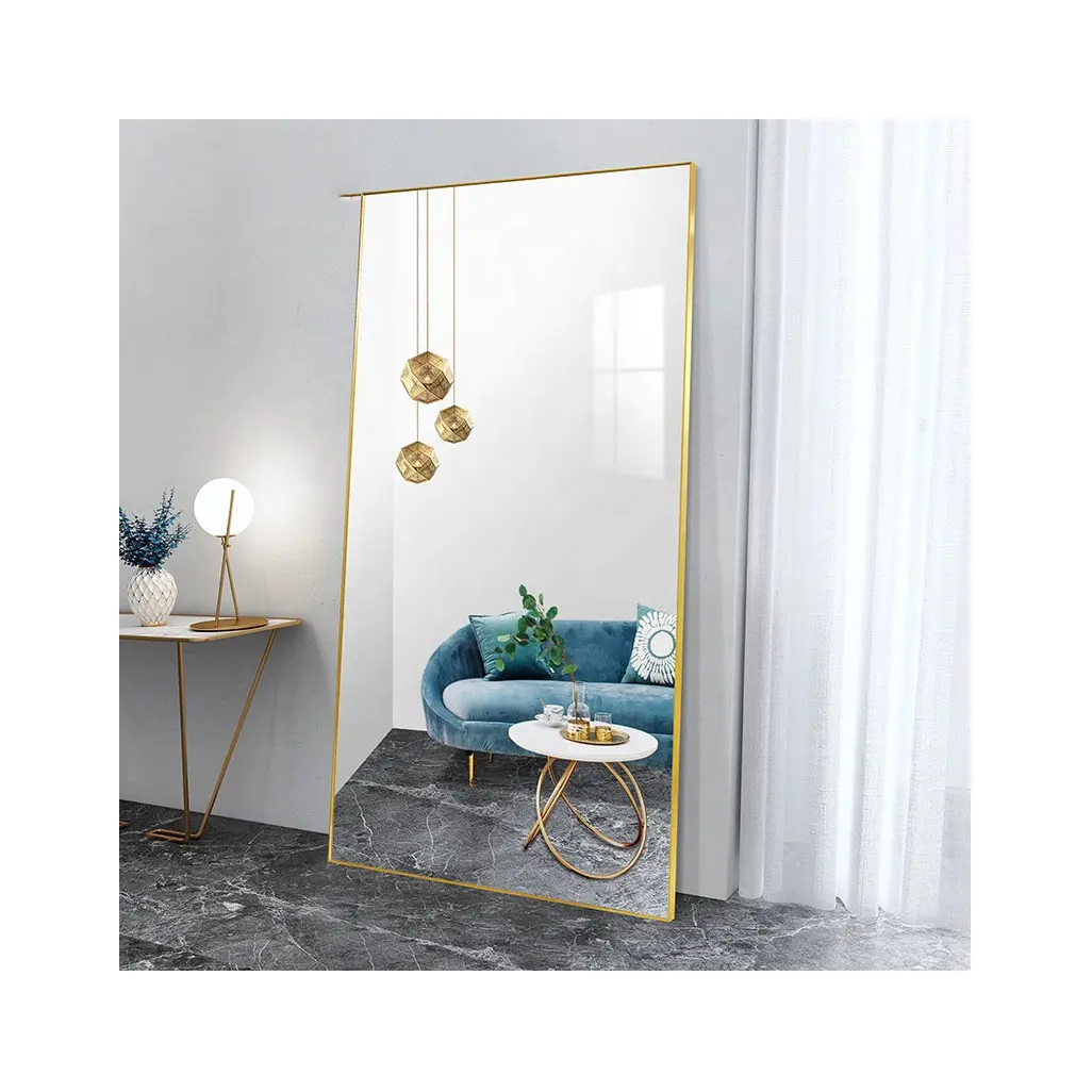 Tocador de baño rústico con marco grande, espejos de baño de diseño decorativo, de pie, rectangular, montado en la pared, venta al por mayor