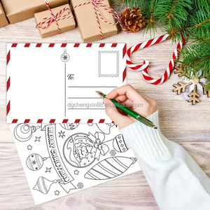 Venta al por mayor de tarjetas postales de actividades navideñas para colorear tarjetas de felicitación de Feliz Navidad colorea tu propia postal para amigos niños - Product Image 3