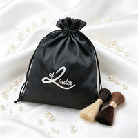 Sac à cordon en satin avec logo personnalisé pour extensions de cheveux, perruques, pochettes en soie douce, emballage anti-poussière avec cordon pour mèches de cheveux