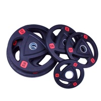 Plaques de musculation en caoutchouc Tri-Grip de 5 à 50 kg – Équipement de gym, accessoires de fitness, ensemble de poids pour haltérophilie